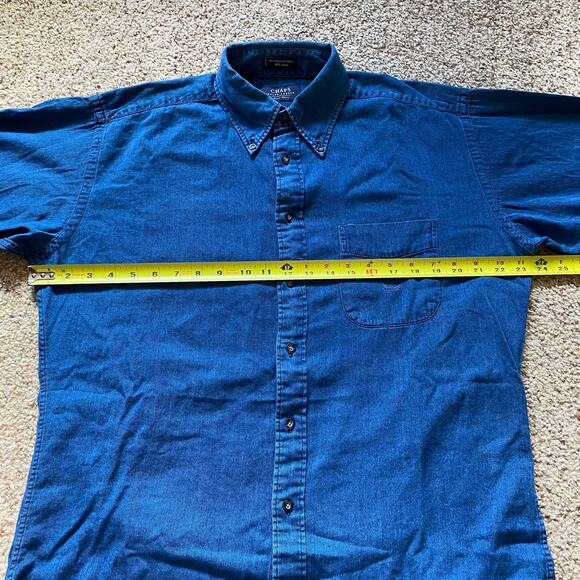 Chaps Ralph Lauren Dress Shirts Button Up Shirt Dark Blue Mens 15.5 32/33 - Picture 3 of 8